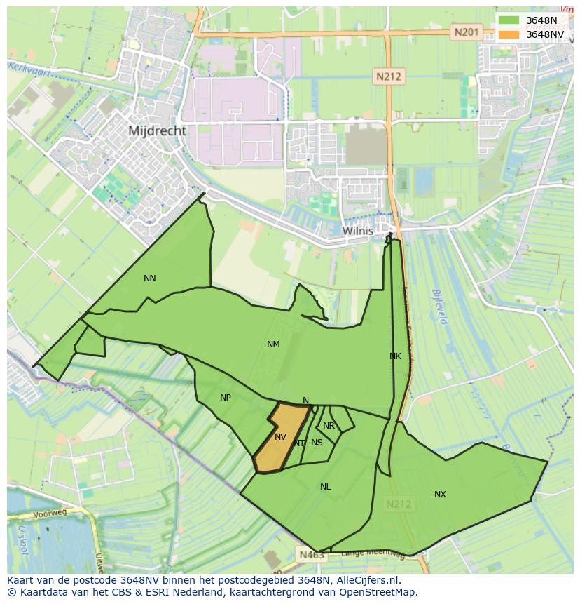 Afbeelding van het postcodegebied 3648 NV op de kaart.