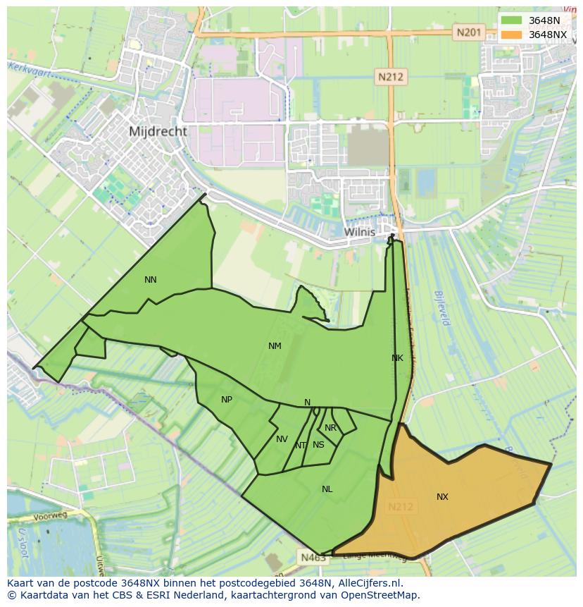 Afbeelding van het postcodegebied 3648 NX op de kaart.