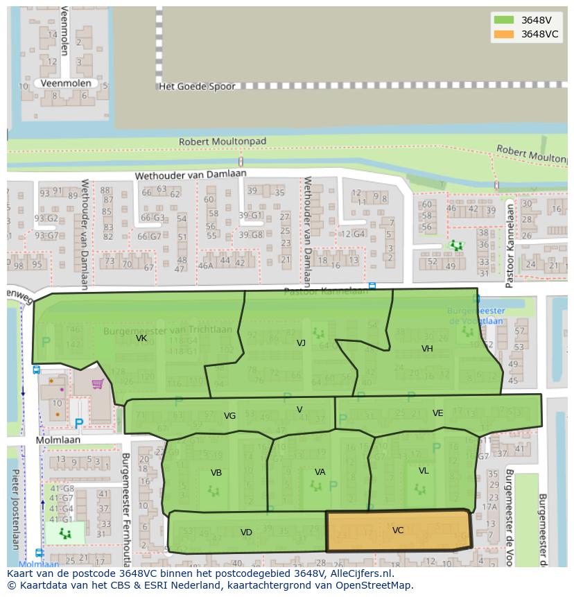 Afbeelding van het postcodegebied 3648 VC op de kaart.