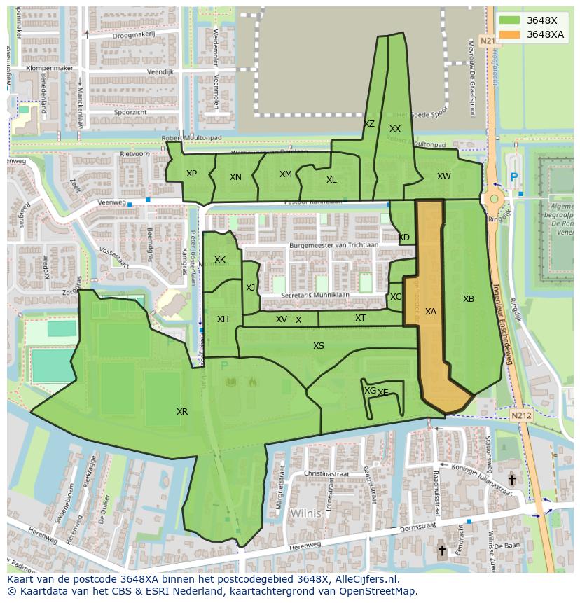 Afbeelding van het postcodegebied 3648 XA op de kaart.