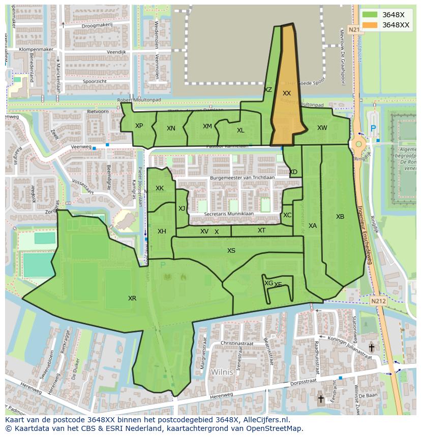Afbeelding van het postcodegebied 3648 XX op de kaart.