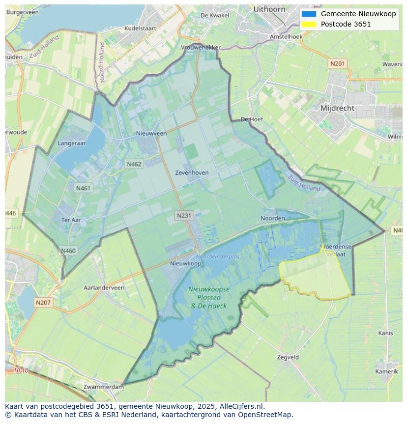 Afbeelding van het postcodegebied 3651 op de kaart.