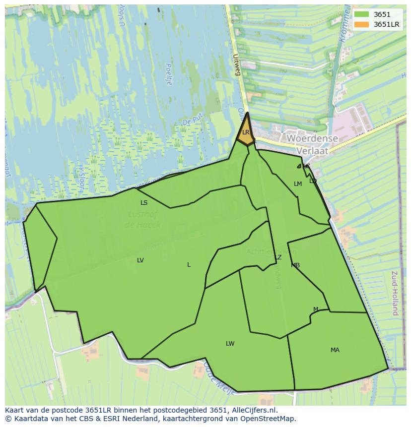 Afbeelding van het postcodegebied 3651 LR op de kaart.