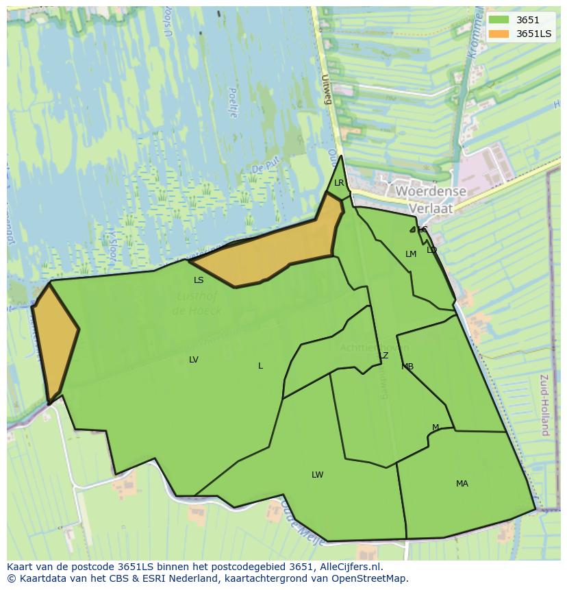 Afbeelding van het postcodegebied 3651 LS op de kaart.