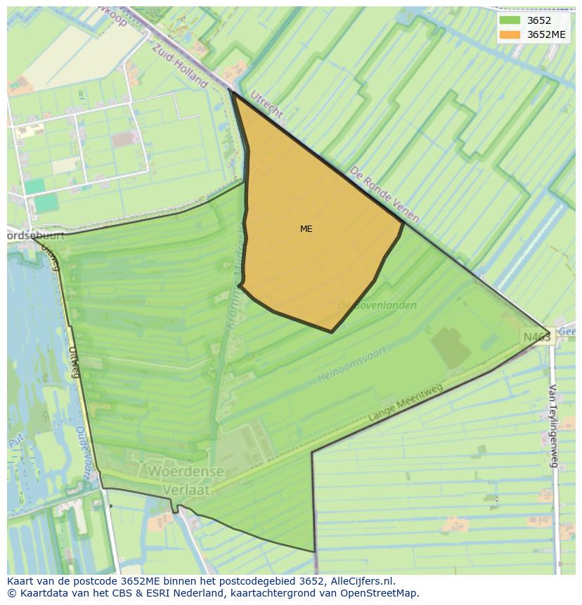 Afbeelding van het postcodegebied 3652 ME op de kaart.