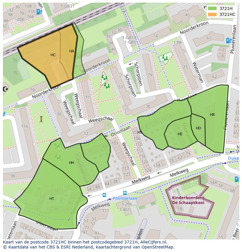 Afbeelding van het postcodegebied 3721 HC op de kaart.
