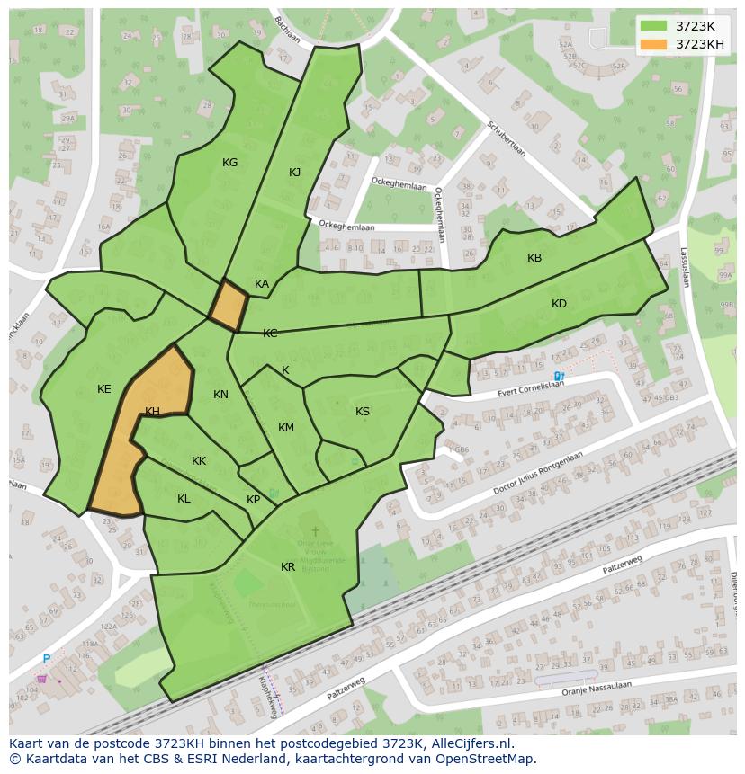 Afbeelding van het postcodegebied 3723 KH op de kaart.