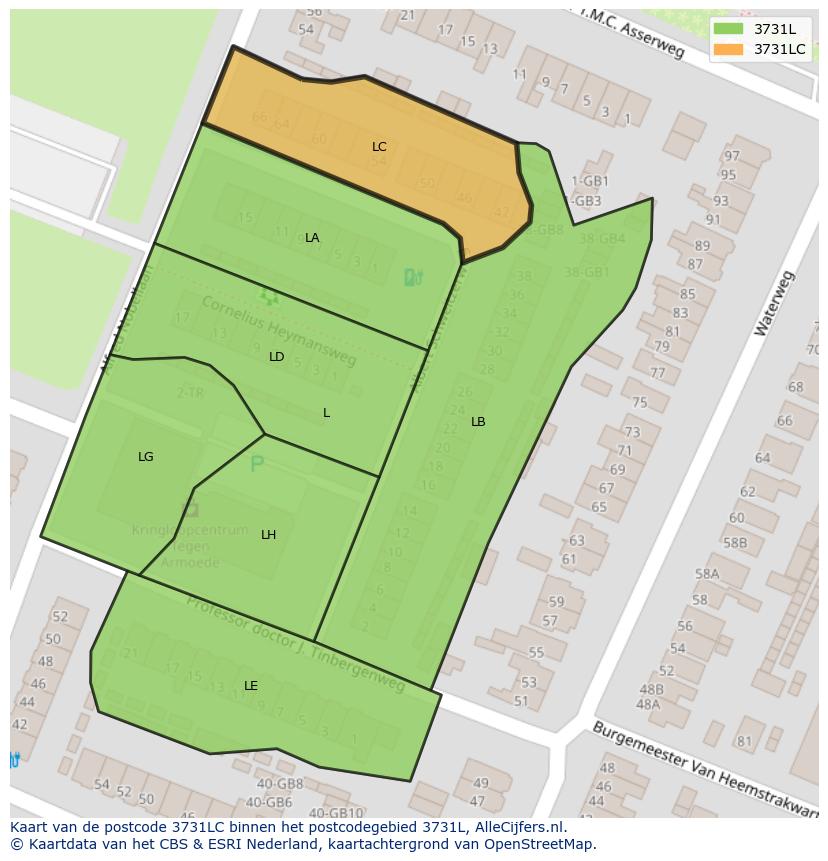 Afbeelding van het postcodegebied 3731 LC op de kaart.