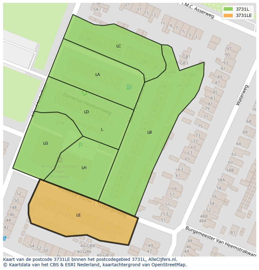 Afbeelding van het postcodegebied 3731 LE op de kaart.