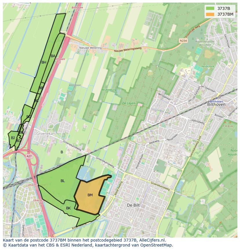 Afbeelding van het postcodegebied 3737 BM op de kaart.