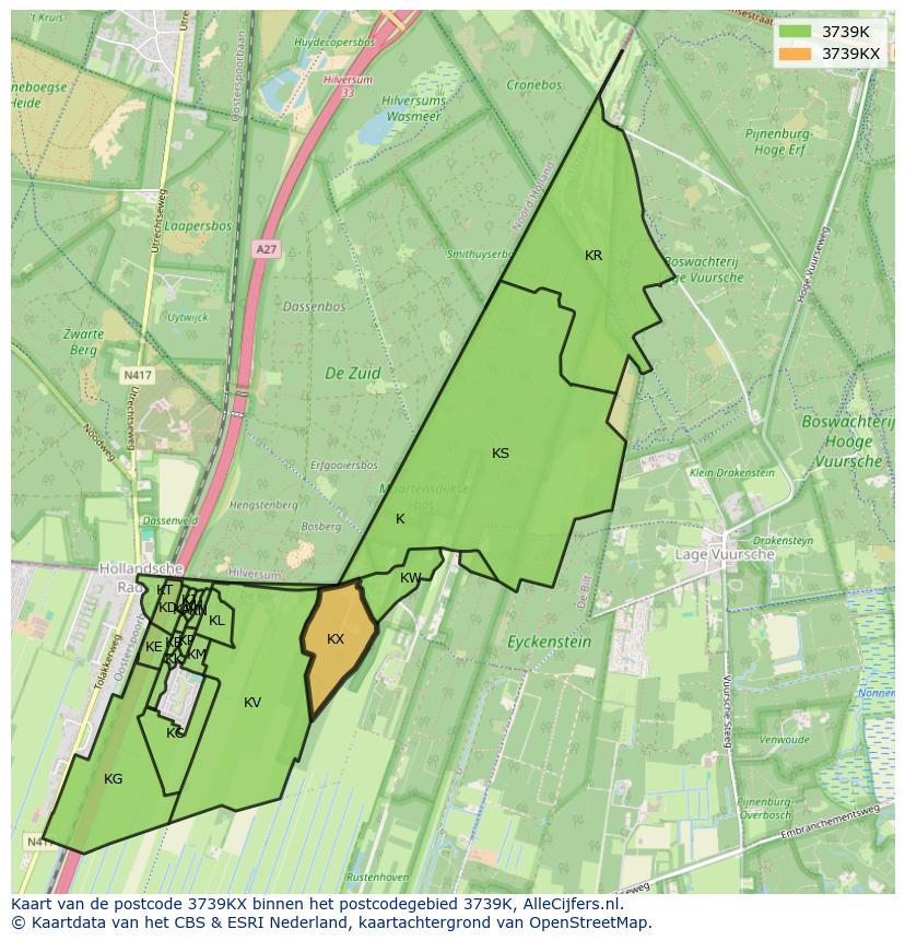 Afbeelding van het postcodegebied 3739 KX op de kaart.