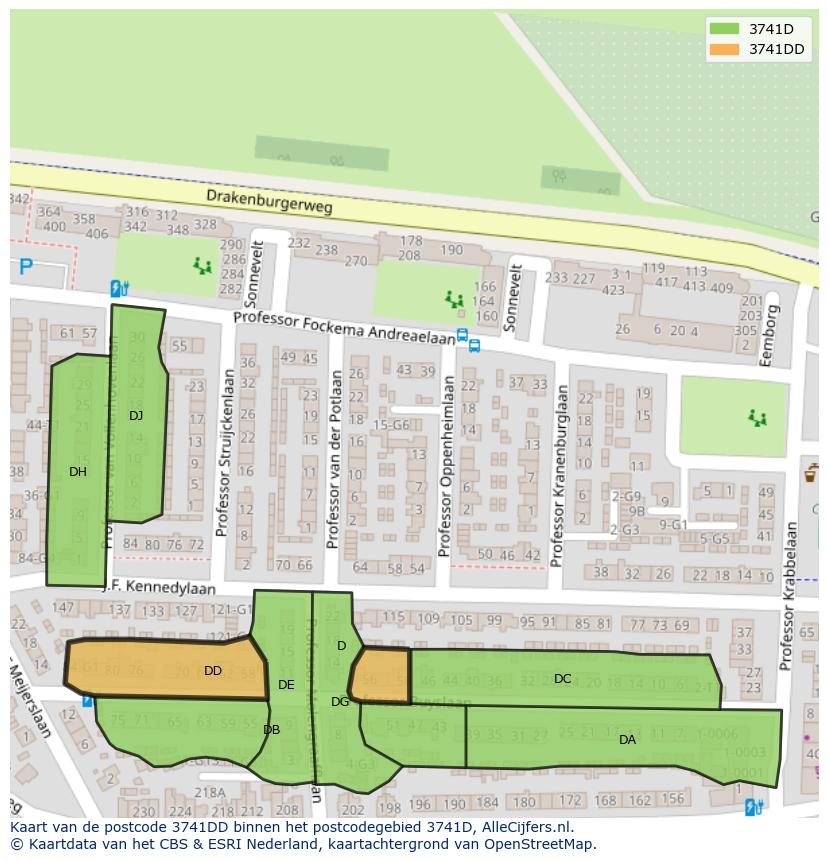 Afbeelding van het postcodegebied 3741 DD op de kaart.