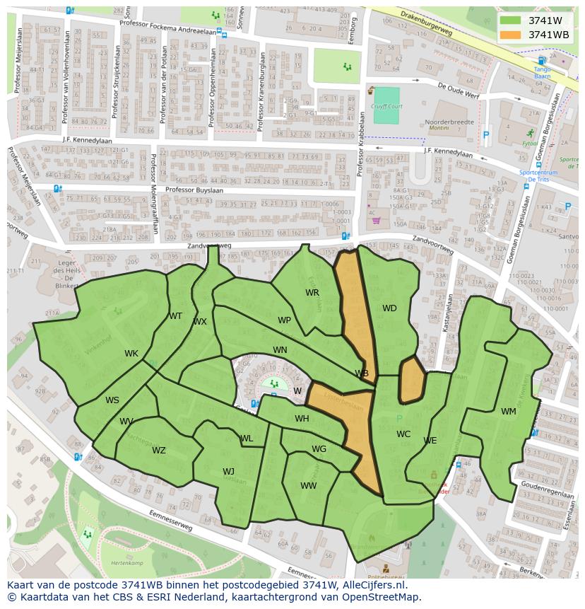 Afbeelding van het postcodegebied 3741 WB op de kaart.