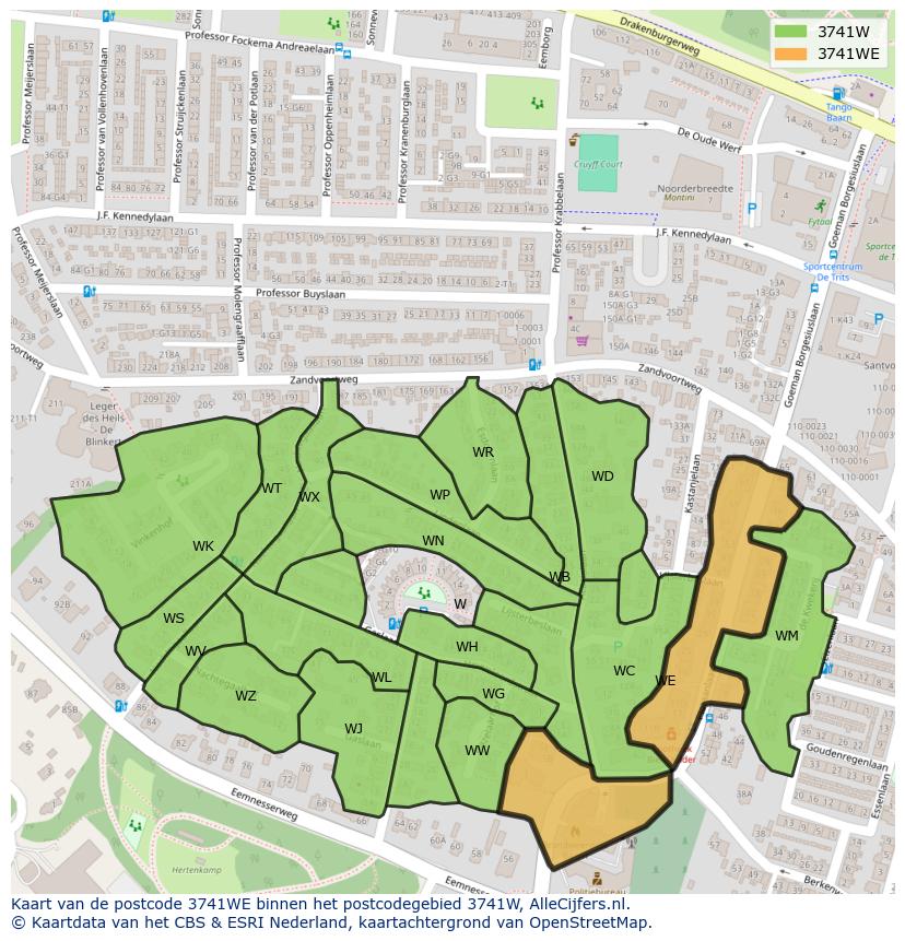 Afbeelding van het postcodegebied 3741 WE op de kaart.