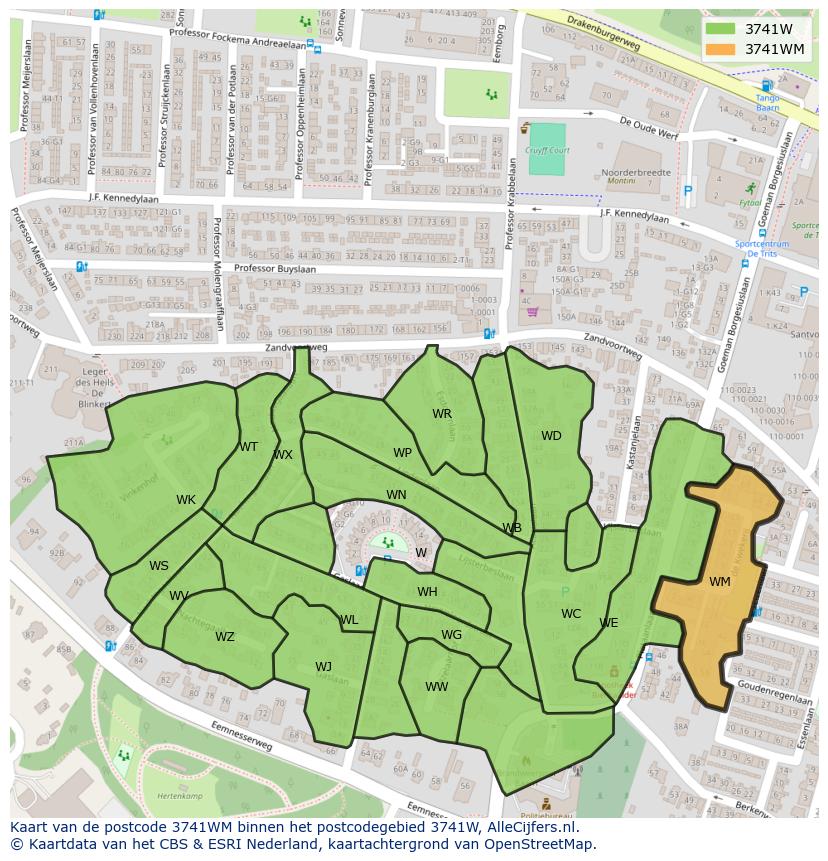 Afbeelding van het postcodegebied 3741 WM op de kaart.