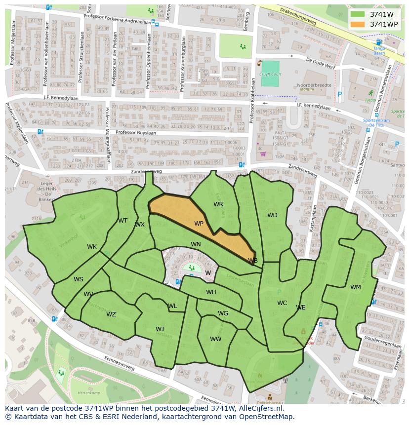 Afbeelding van het postcodegebied 3741 WP op de kaart.