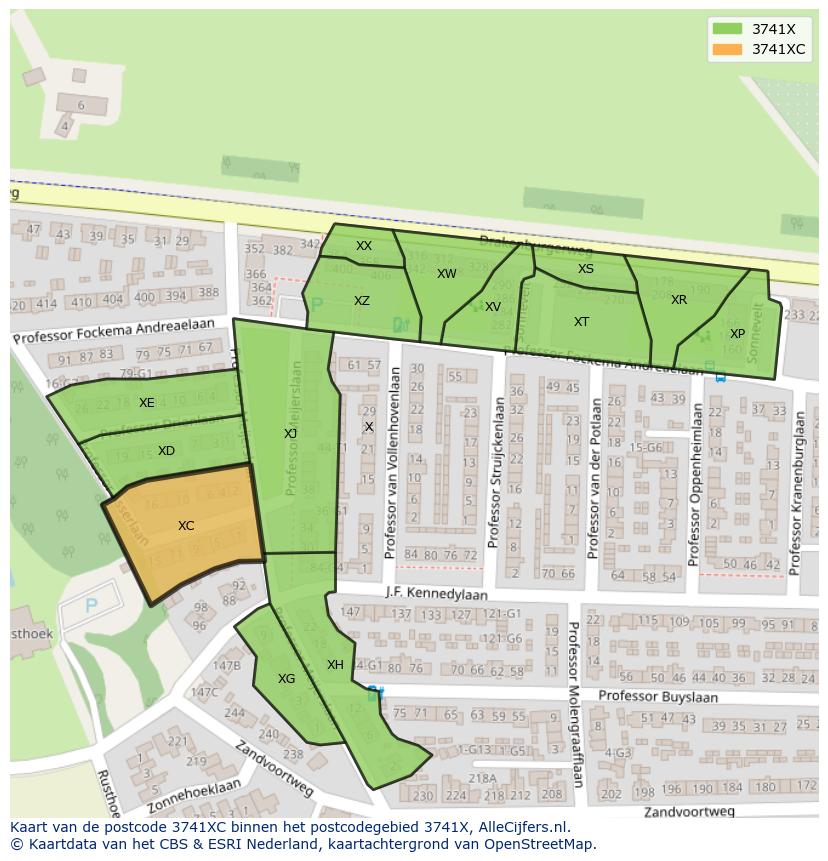 Afbeelding van het postcodegebied 3741 XC op de kaart.