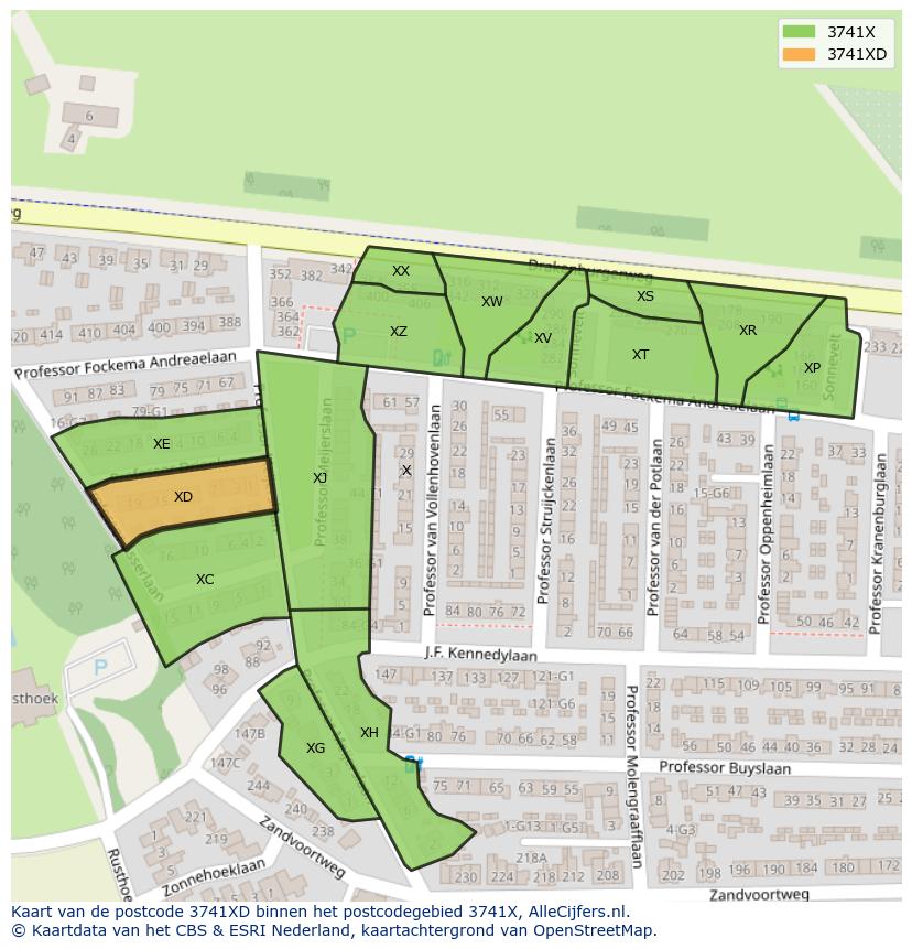 Afbeelding van het postcodegebied 3741 XD op de kaart.