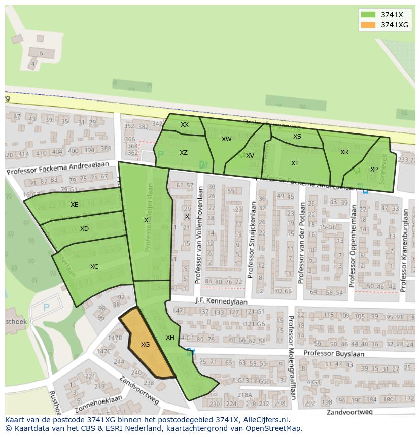Afbeelding van het postcodegebied 3741 XG op de kaart.