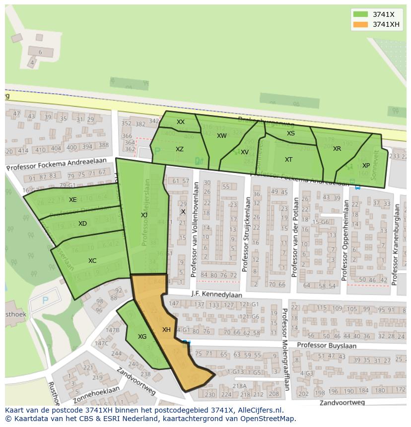 Afbeelding van het postcodegebied 3741 XH op de kaart.