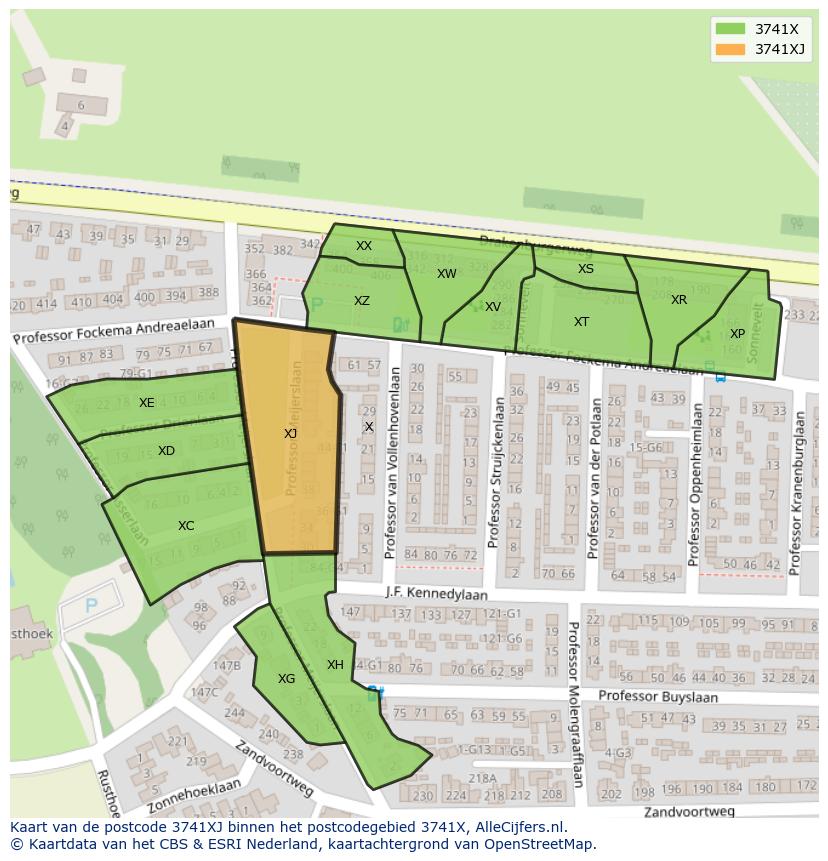 Afbeelding van het postcodegebied 3741 XJ op de kaart.