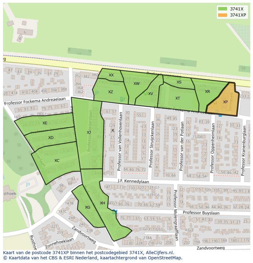 Afbeelding van het postcodegebied 3741 XP op de kaart.