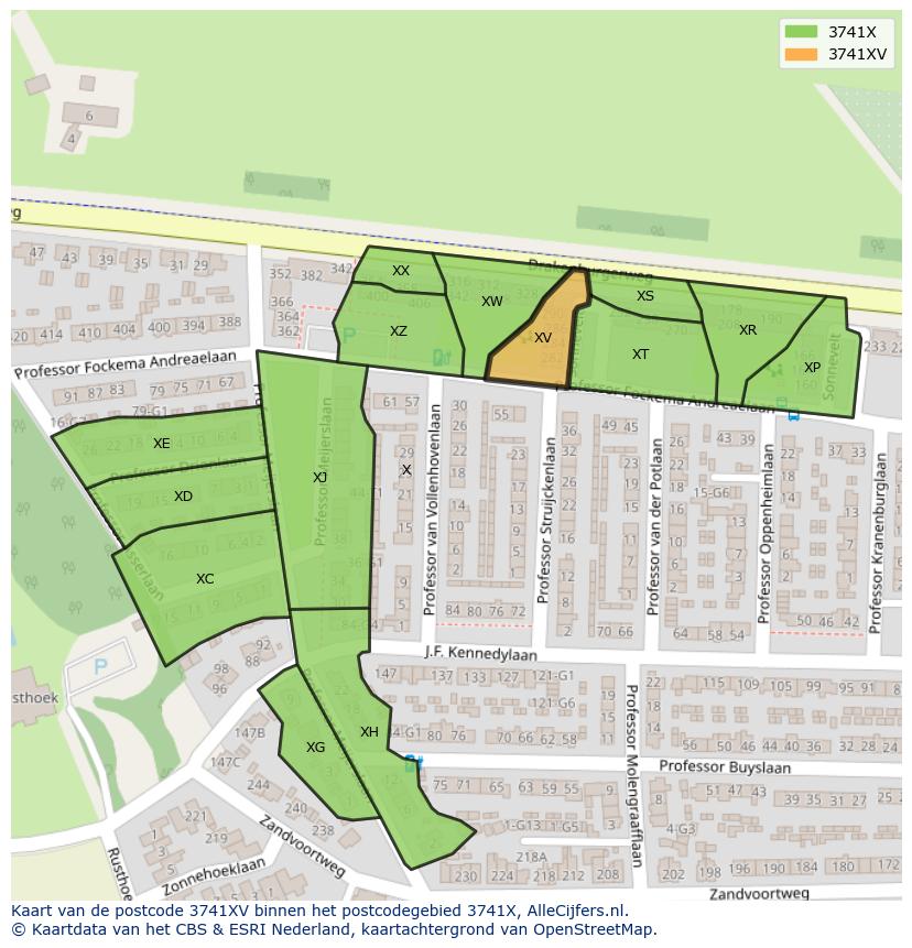 Afbeelding van het postcodegebied 3741 XV op de kaart.