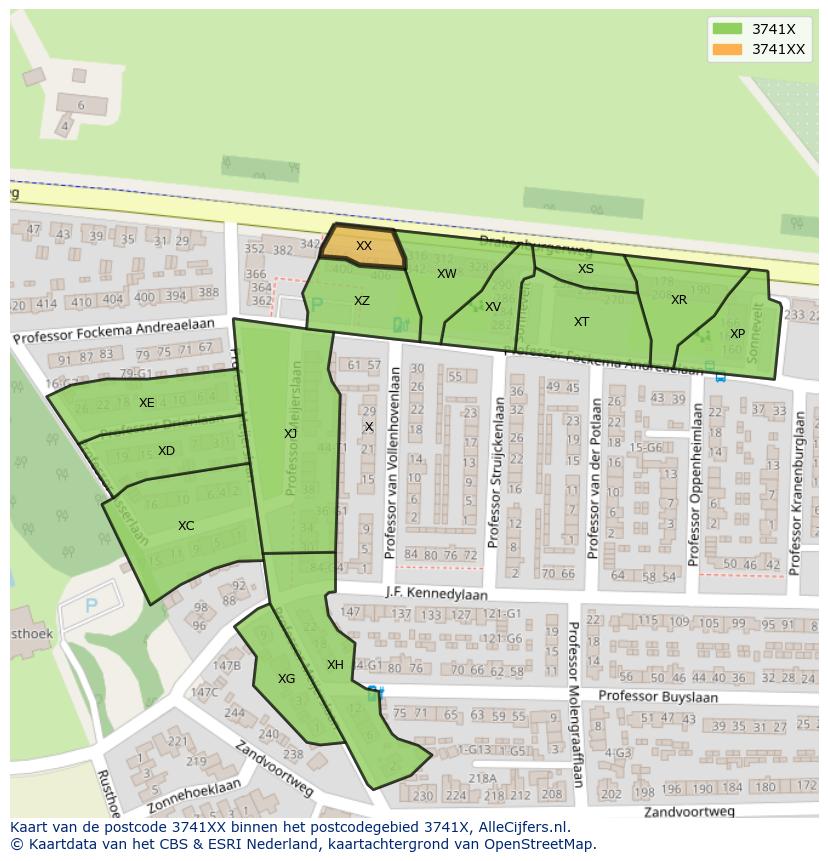 Afbeelding van het postcodegebied 3741 XX op de kaart.