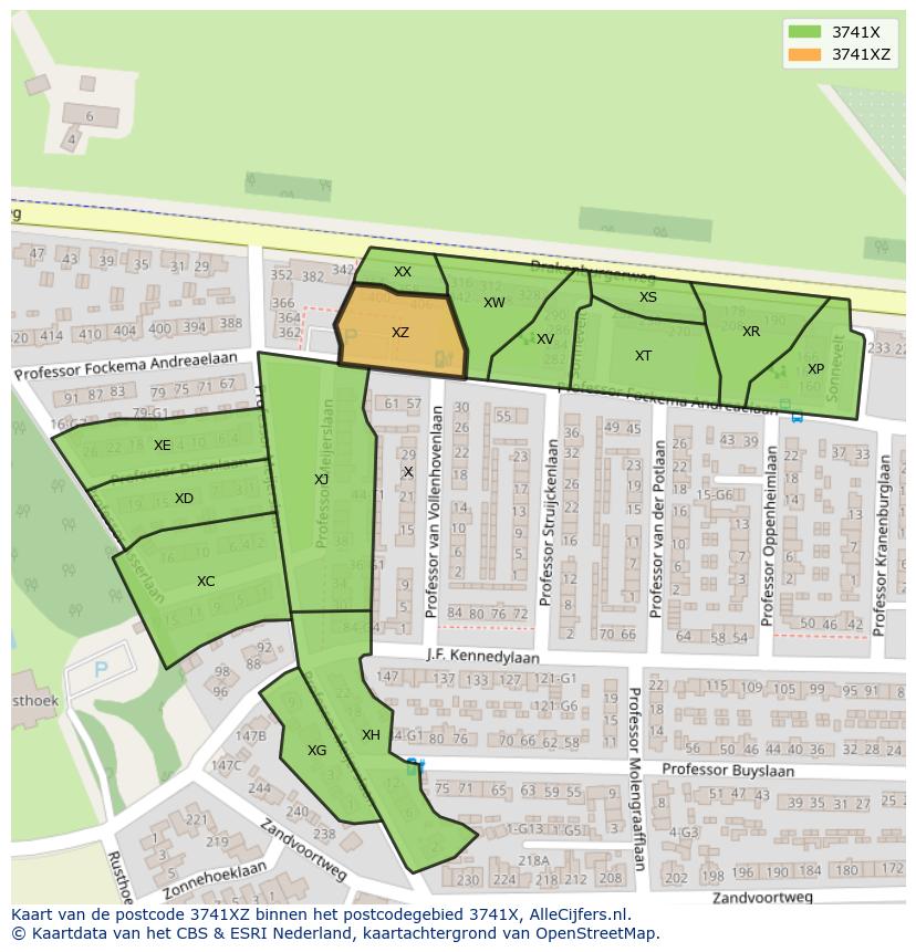 Afbeelding van het postcodegebied 3741 XZ op de kaart.