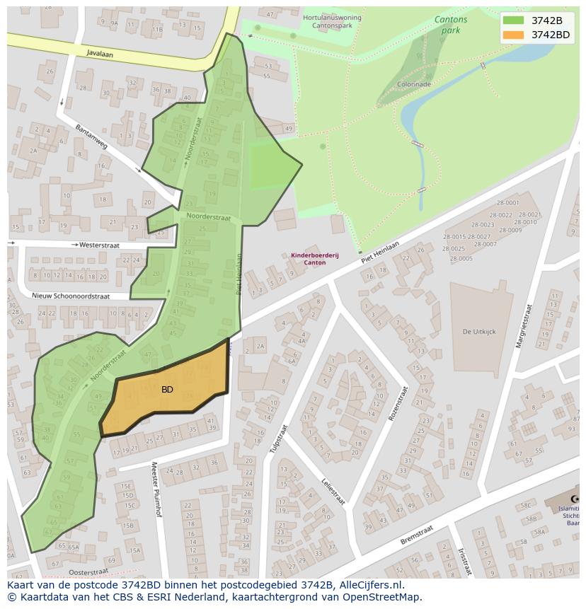 Afbeelding van het postcodegebied 3742 BD op de kaart.