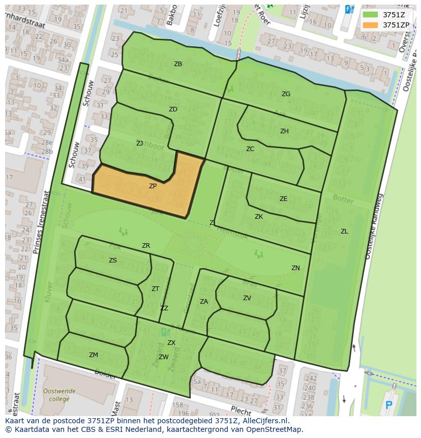 Afbeelding van het postcodegebied 3751 ZP op de kaart.