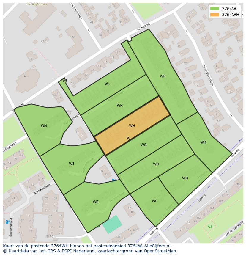Afbeelding van het postcodegebied 3764 WH op de kaart.