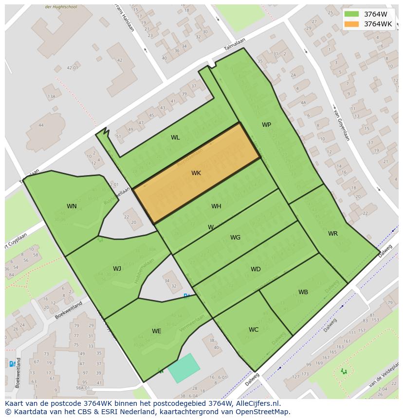 Afbeelding van het postcodegebied 3764 WK op de kaart.