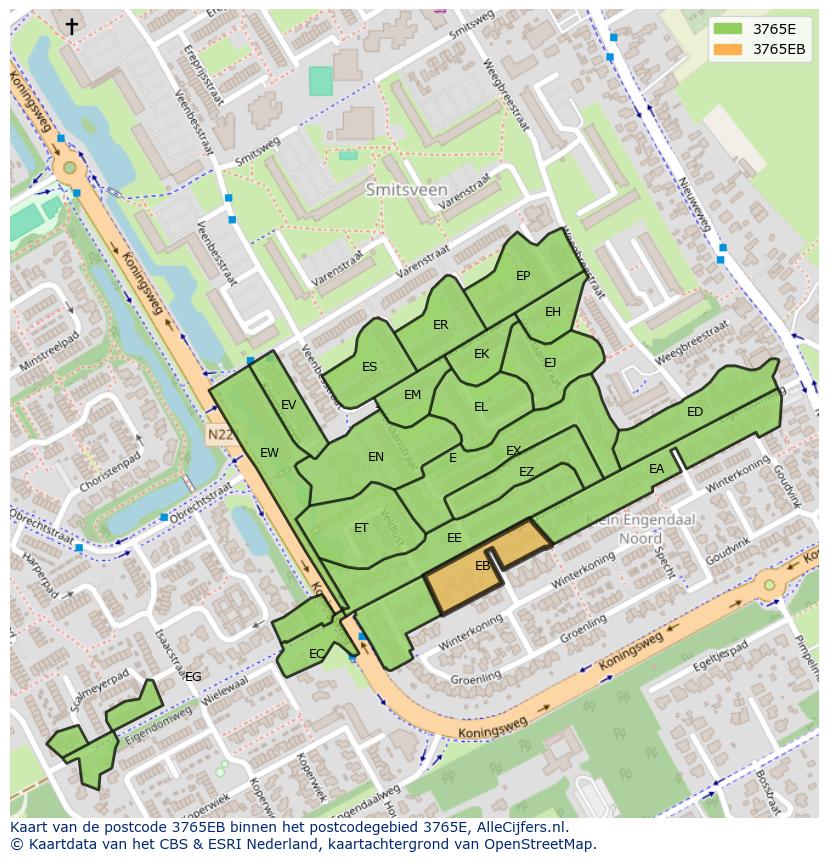 Afbeelding van het postcodegebied 3765 EB op de kaart.
