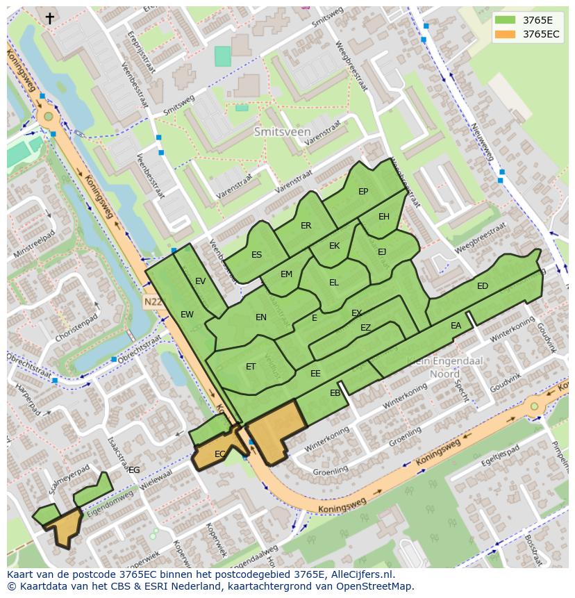 Afbeelding van het postcodegebied 3765 EC op de kaart.
