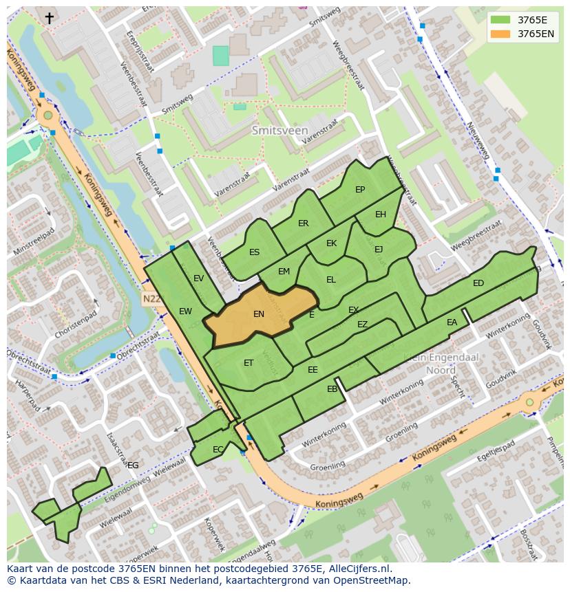 Afbeelding van het postcodegebied 3765 EN op de kaart.