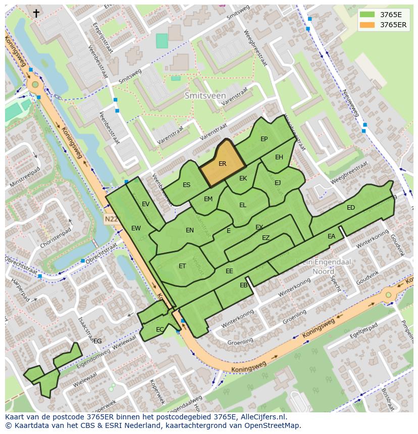 Afbeelding van het postcodegebied 3765 ER op de kaart.