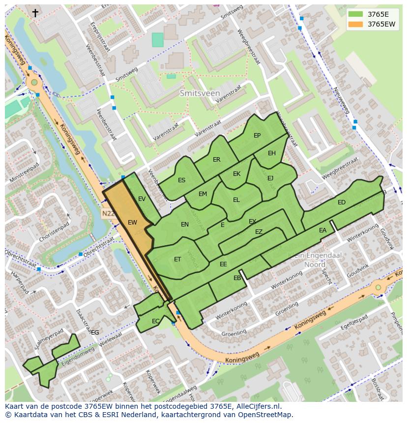 Afbeelding van het postcodegebied 3765 EW op de kaart.
