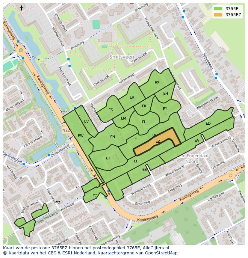 Afbeelding van het postcodegebied 3765 EZ op de kaart.