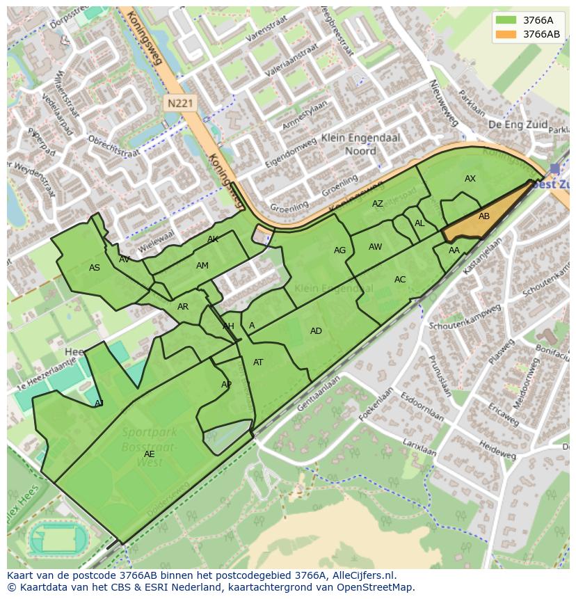 Afbeelding van het postcodegebied 3766 AB op de kaart.