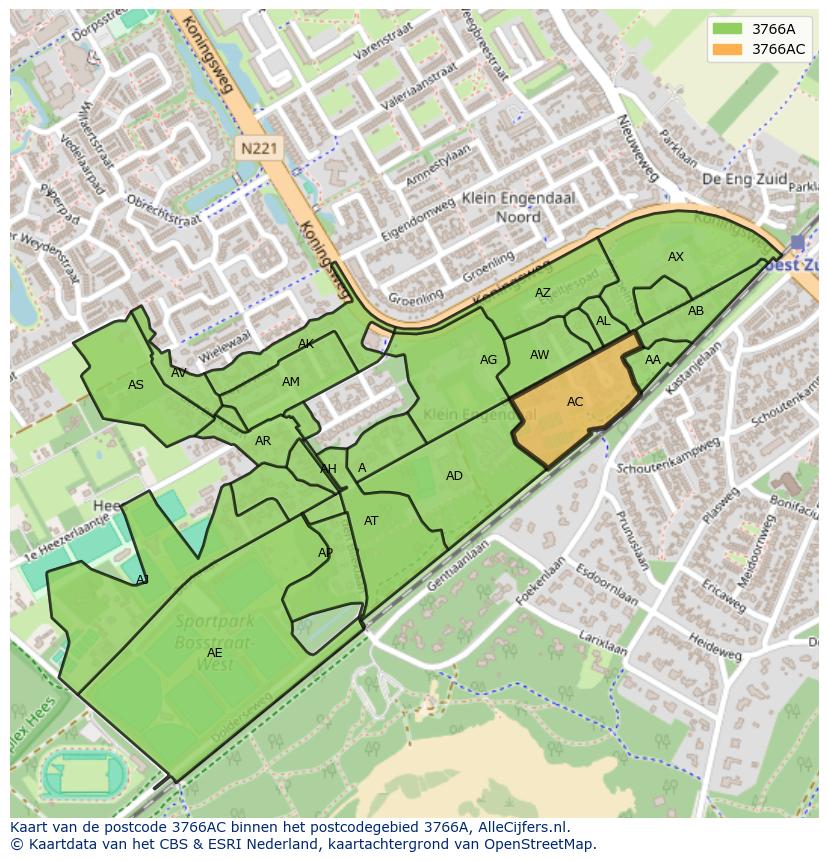 Afbeelding van het postcodegebied 3766 AC op de kaart.