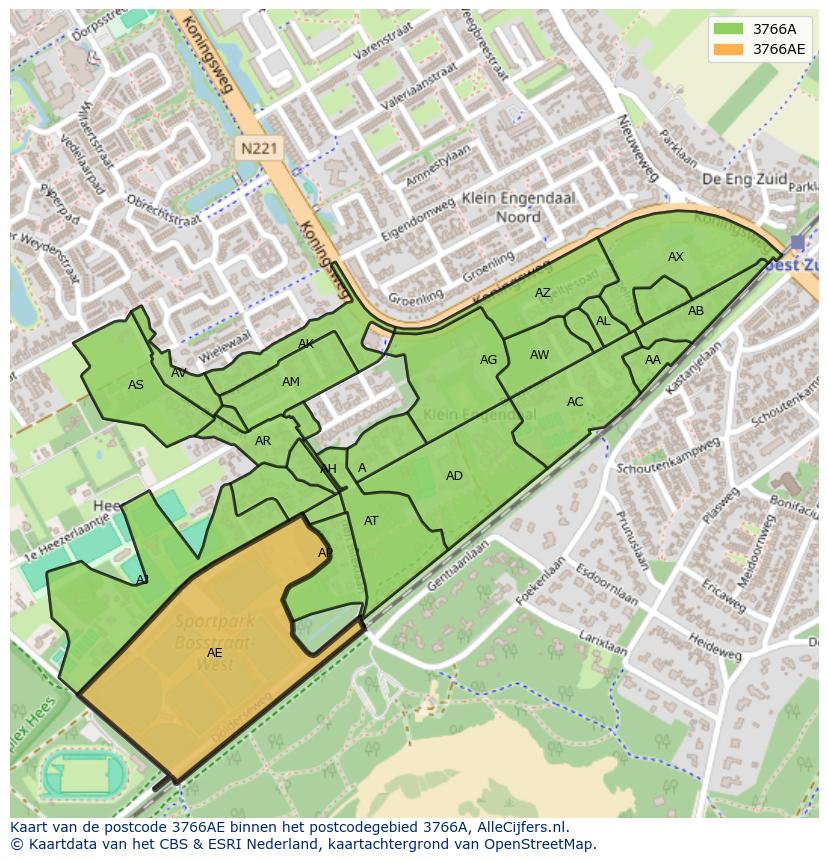 Afbeelding van het postcodegebied 3766 AE op de kaart.