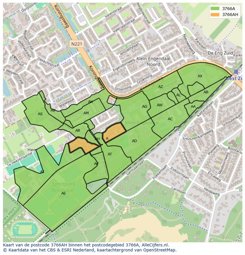 Afbeelding van het postcodegebied 3766 AH op de kaart.