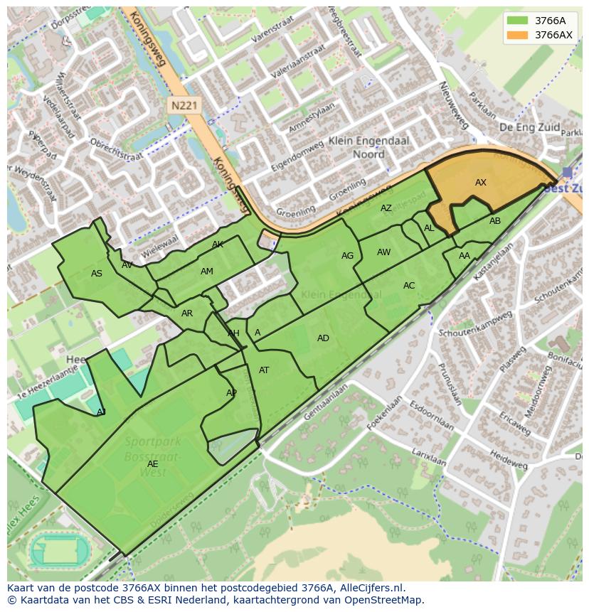 Afbeelding van het postcodegebied 3766 AX op de kaart.