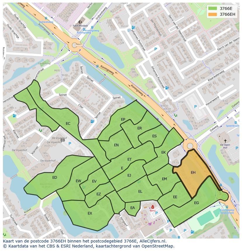 Afbeelding van het postcodegebied 3766 EH op de kaart.