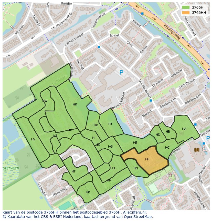 Afbeelding van het postcodegebied 3766 HH op de kaart.