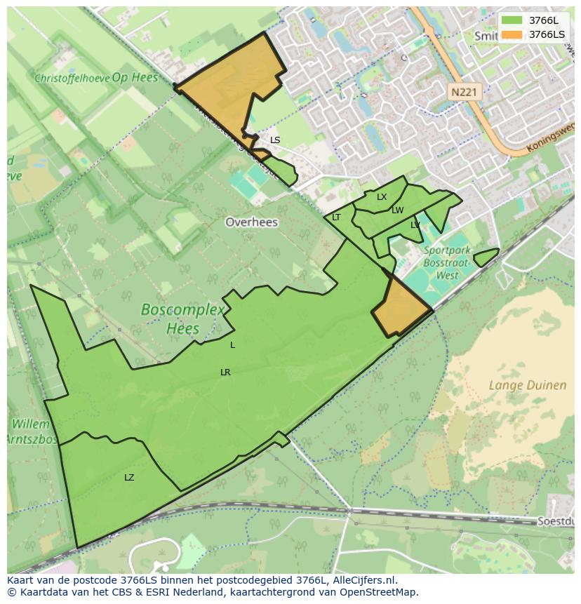 Afbeelding van het postcodegebied 3766 LS op de kaart.