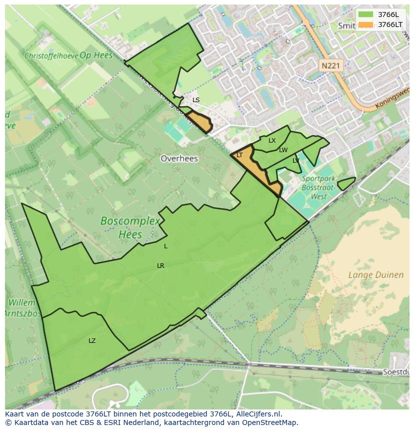 Afbeelding van het postcodegebied 3766 LT op de kaart.