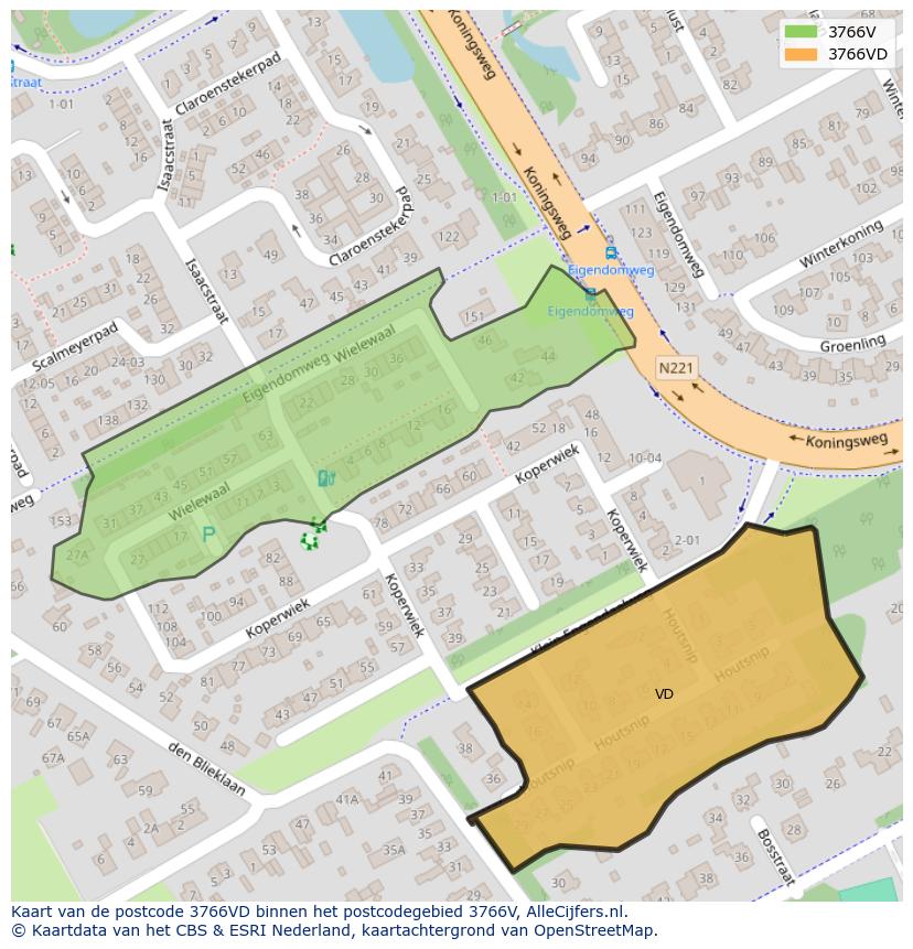Afbeelding van het postcodegebied 3766 VD op de kaart.