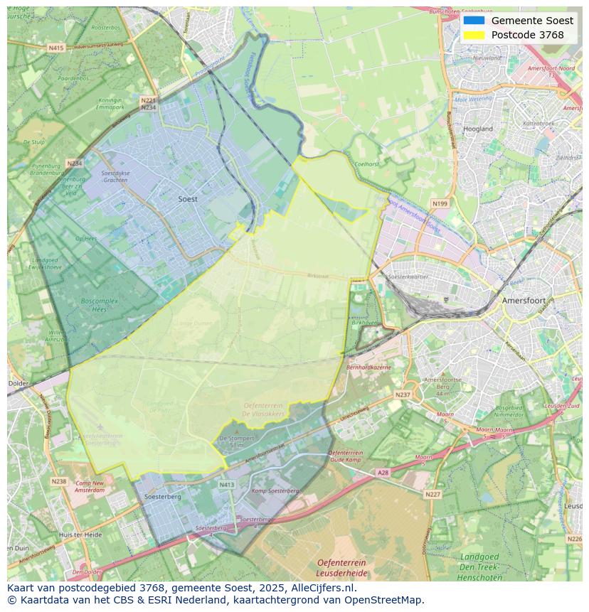 Afbeelding van het postcodegebied 3768 op de kaart.
